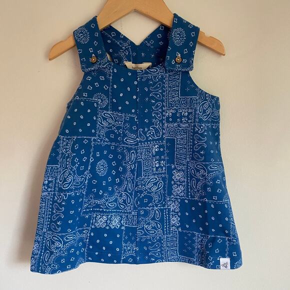 Burt's Bees Blue Paisley Bandana Print Overall Dress Sz 18mo - Picture 2 of 7